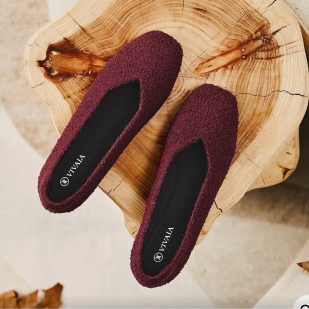 Vivaia Margot 2.0 Terry Knit Flats in Bordeaux Sz 39 - Picture 6 of 8